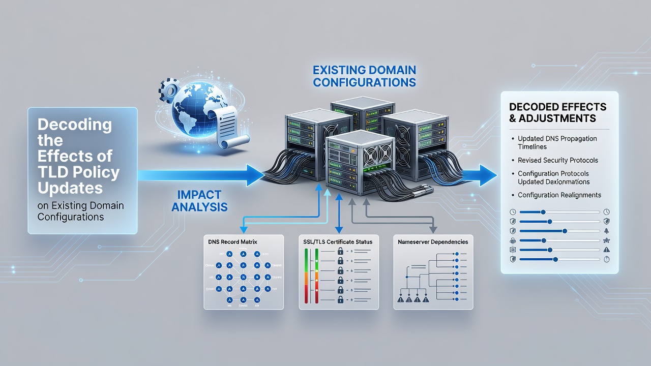 Diagram depicting DNS record changes and policy compliance workflows for active domains